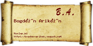 Bogdán Arikán névjegykártya